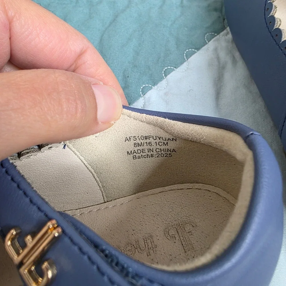 Thee Bron Blue Scalloped Mary Jane Flats AF510 Kids Size 8M